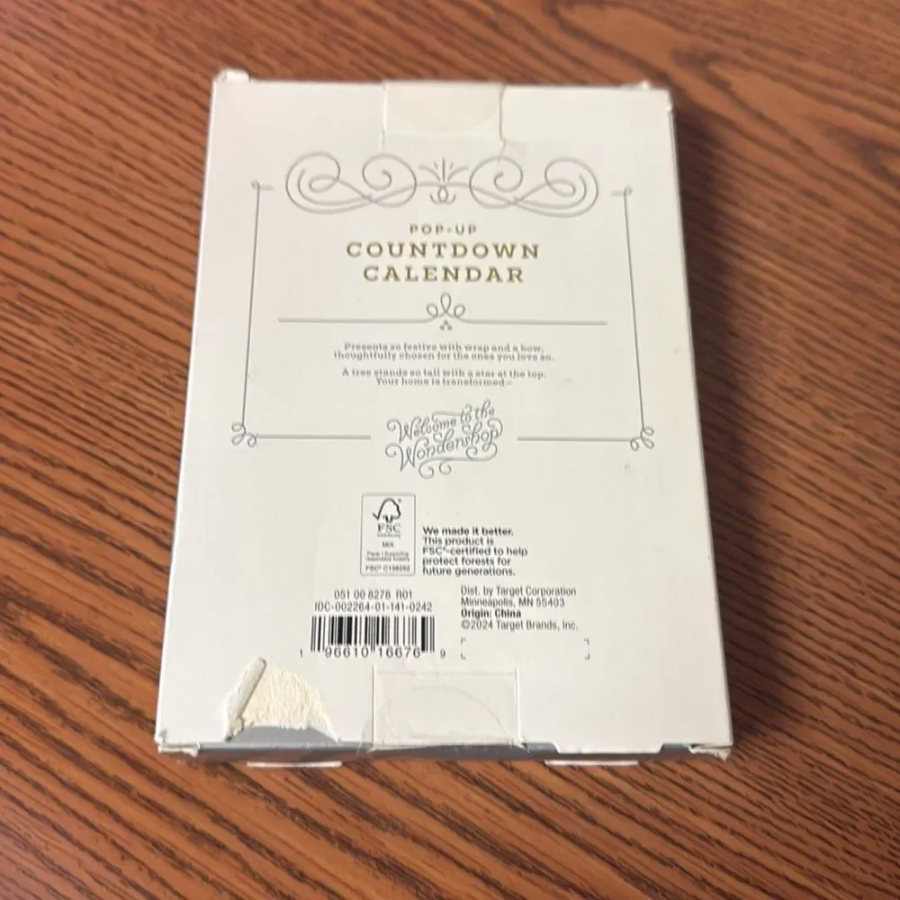 New Wondershop Target Christmas Countdown paper/ cardboard Calendar